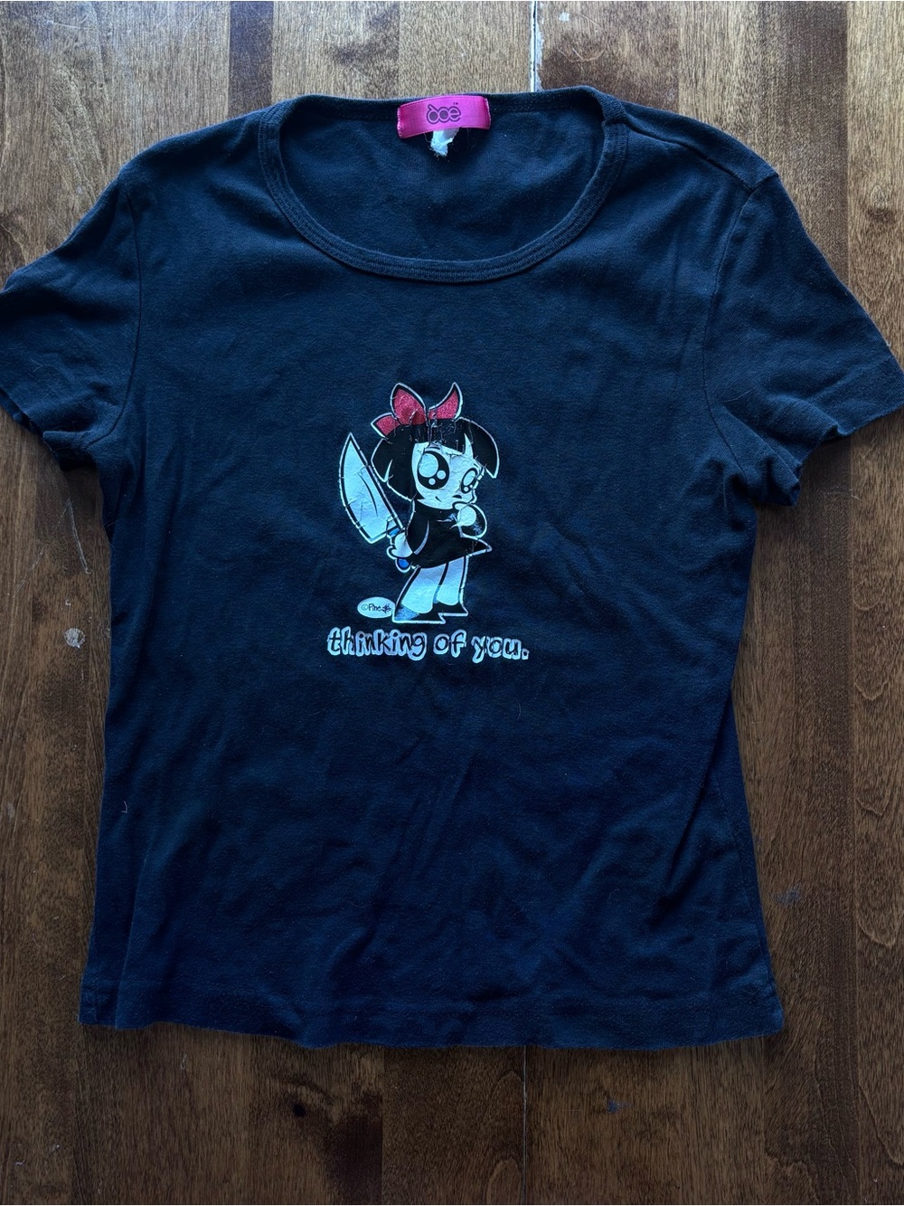 Black Graphic Tee - 'Thinking of You'